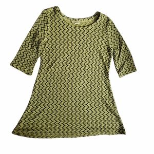 Tianello Yellow & Black Popcorn Fabric Dress Spandex Blend USA Medium